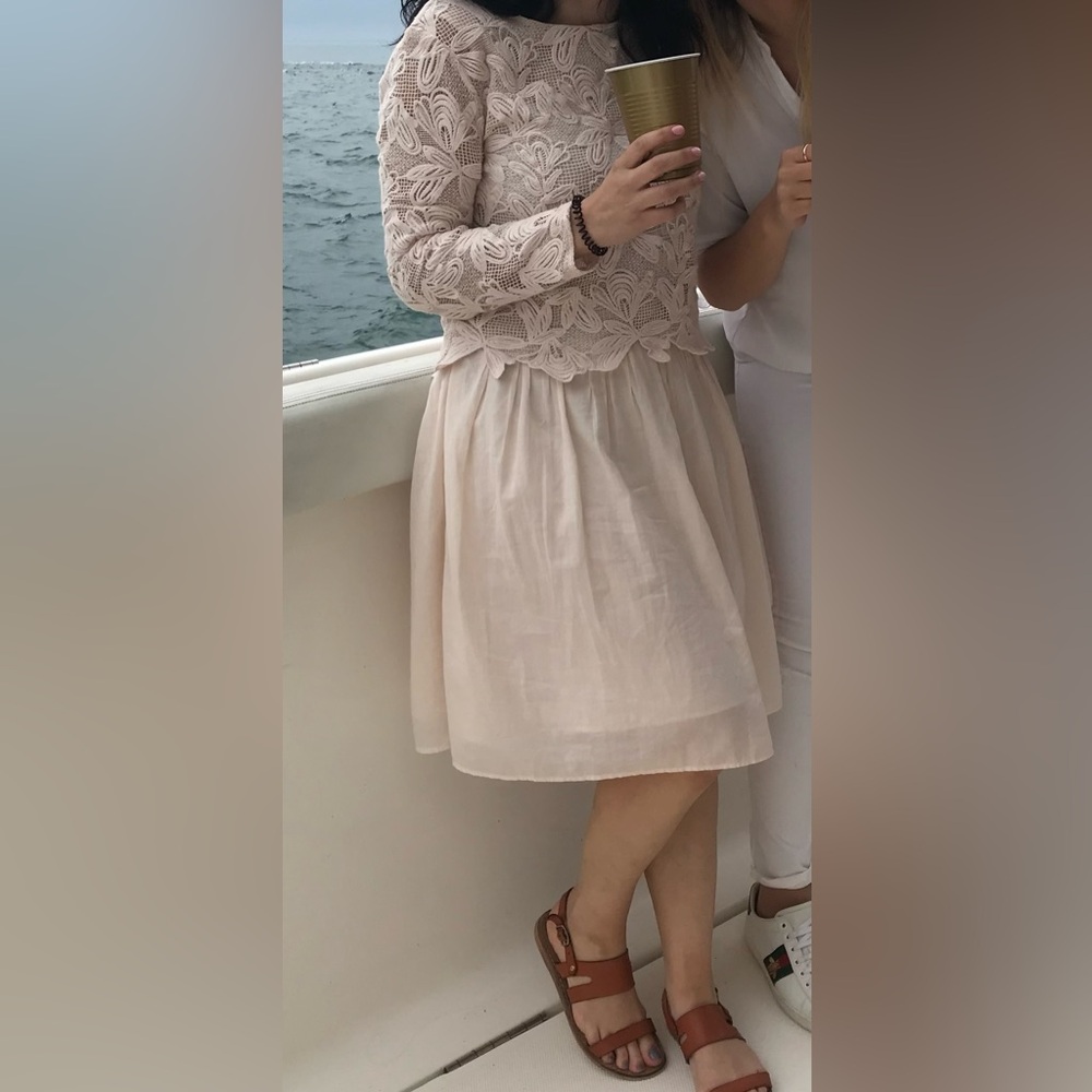 See By Chloe Cream Lace Long Sleeve Dress